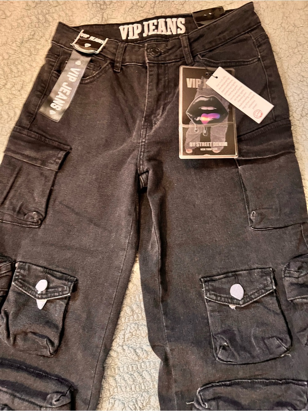 NWT VIP Women’s Black Cargo Jeans with Utility Pockets